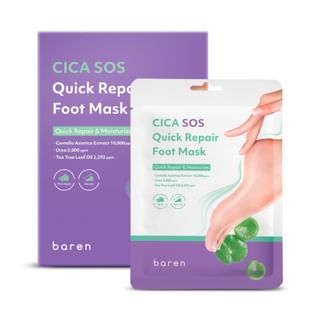 baren - CICA SOS Quick Repair Foot Mask Set, 18ml x 3 pairs, 140 g, 8809928119410