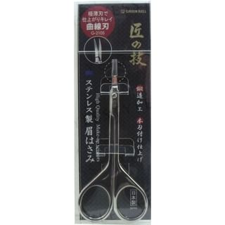 Green Bell - Stainless Steel Eyebrow Scissors Curved Blade, 1 pc, 24 g, 4972525513852