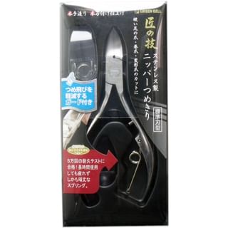 Green Bell - Stainless Steel Nipper Nail Clippers with Nail Fly Guard, 1 pc, 80 g, 4972525053112