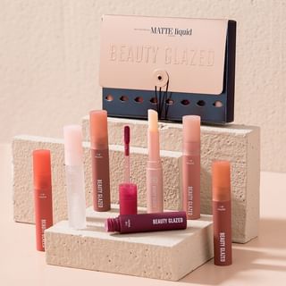 BEAUTY GLAZED - Set of 8: Matte Liquid Lipstick + Lip Oil + Lip Balm, B100 - 15g, 138 g, 6923263734038