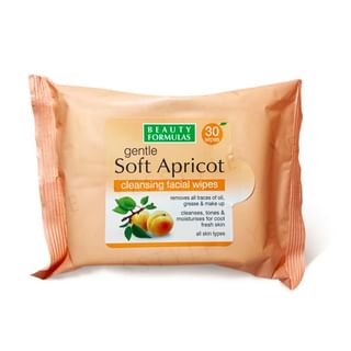 Beauty Formulas - Gentle Soft Apricot Cleansing Facial Wipes, 30 pcs, 180 g, 5012251009423