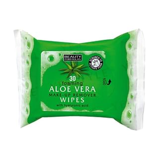 Beauty Formulas - Foaming Aloe Vera Make-Up Remover Wipes, 30 pcs, 180 g, 5012251013178
