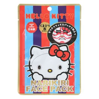 ASUNAROSYA - Sanrio Hello Kitty Narikiri Face Pack Kumadori Red, 1 pc, 28 g, 4991567273654