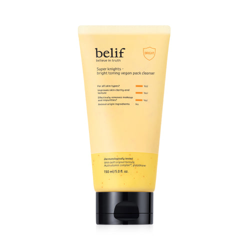 belif, SUPER KNIGHTS BRIGHT TONING VEGAN PACK CLEANSER 150ML