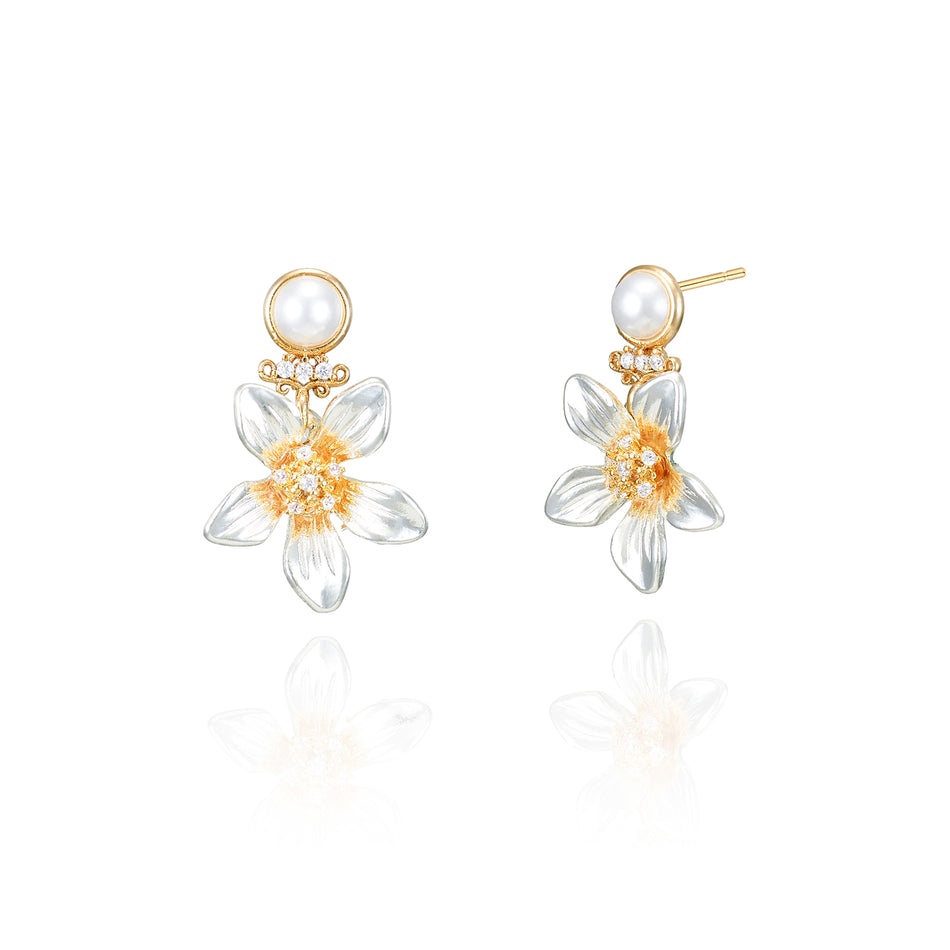 WING BLING, ELEGANT FLOWER EARRING, ELEGANT FLOWER GOLD EARRING